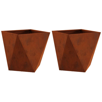 Plantekasse 2 stk. Rusten 50 x 50 x 50 cm Cortenstål