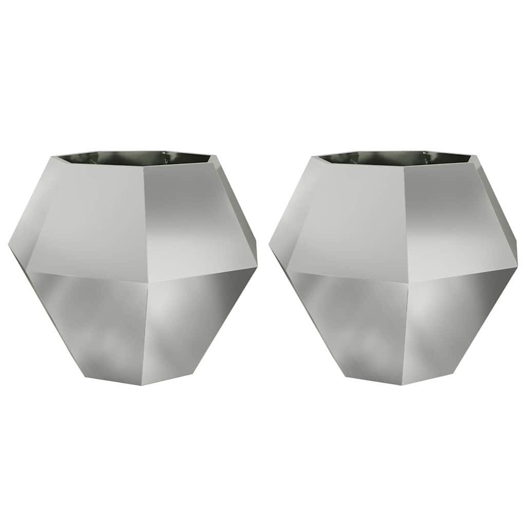 Plantekasse 2 pcs Sølv 100 x 100 x 80 cm Galvaniseret stål