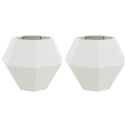 Plantekasse 2 stk. Hvid 75 x 75 x 60 cm Stål