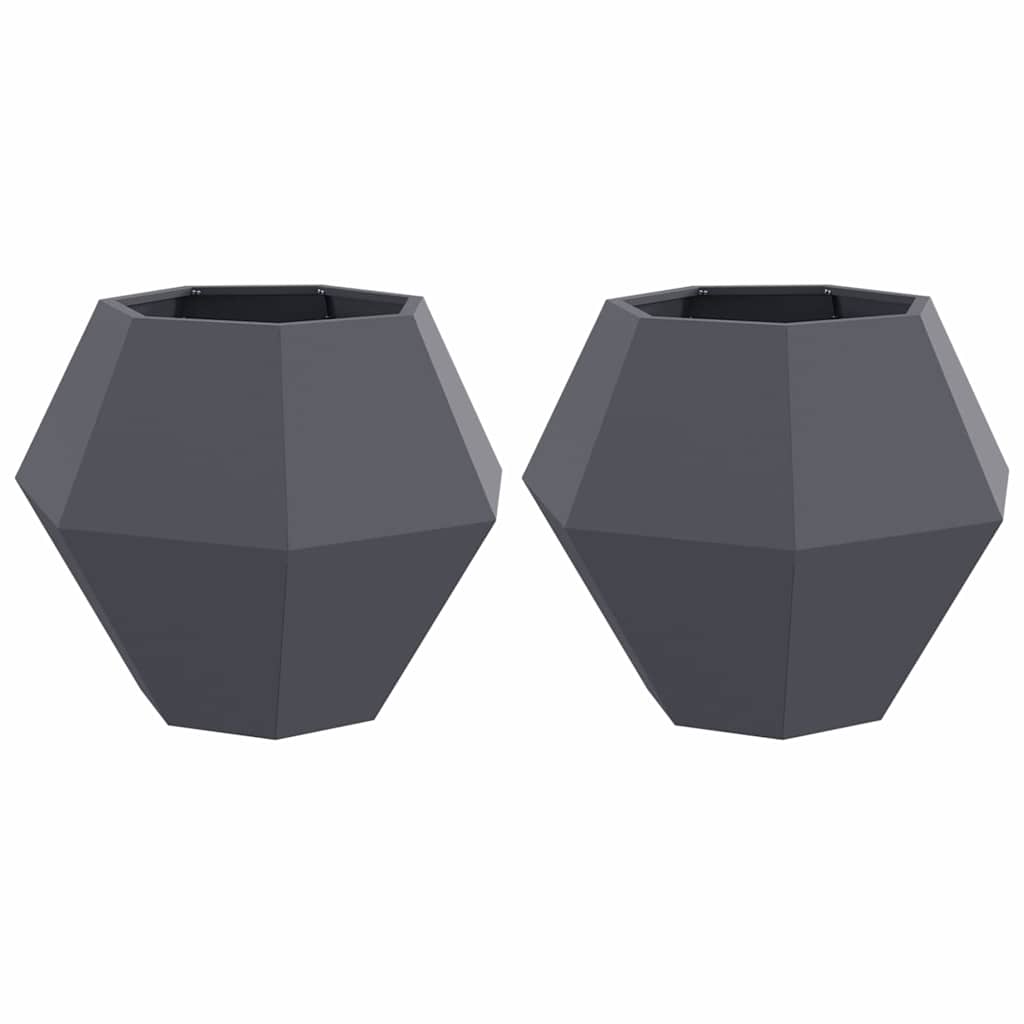 Plantekasse 2 pcs Antracit 75 x 75 x 60 cm Stål