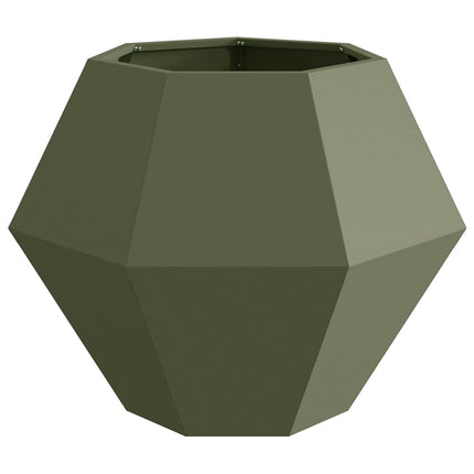 Plantekasse 2 stk. Olivengrøn 75 x 75 x 60 cm Stål