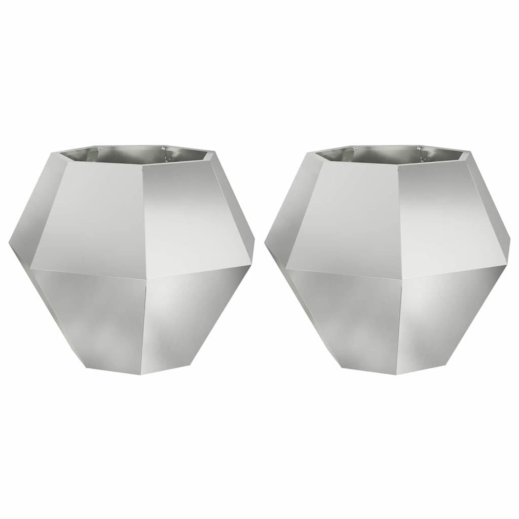 Plantekasse 2 pcs Sølv 75 x 75 x 60 cm Galvaniseret stål