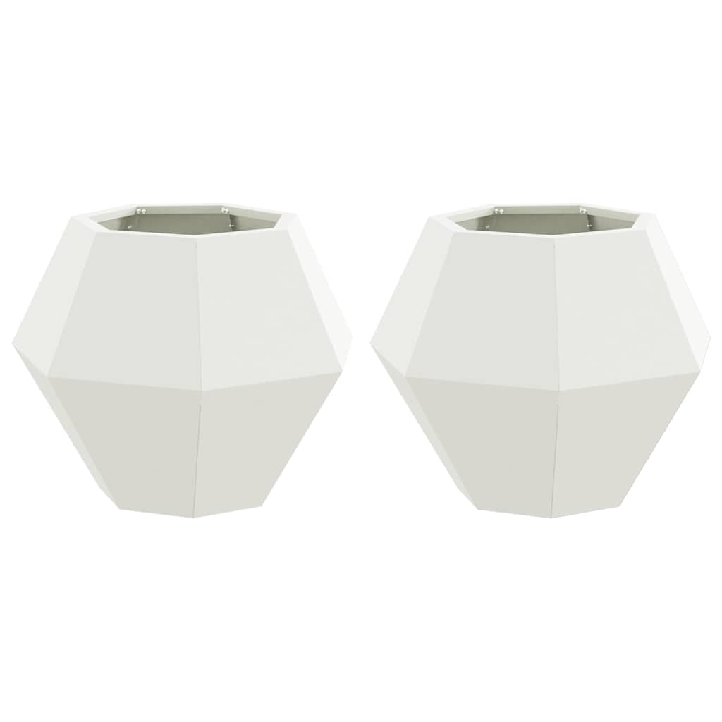 Plantekasse 2 pcs Hvid 50 x 50 x 40 cm Stål