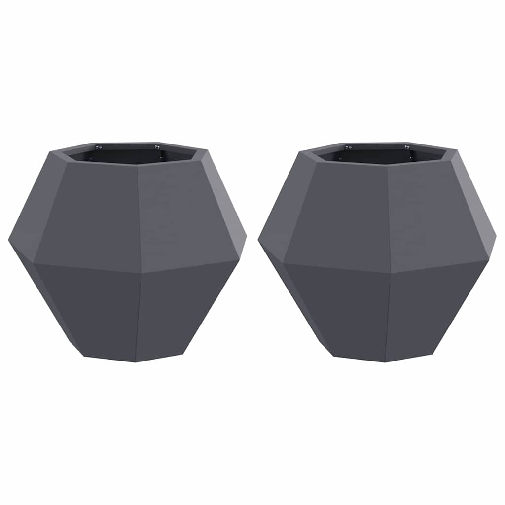 Plantekasse 2 pcs Antracit 50 x 50 x 40 cm Stål