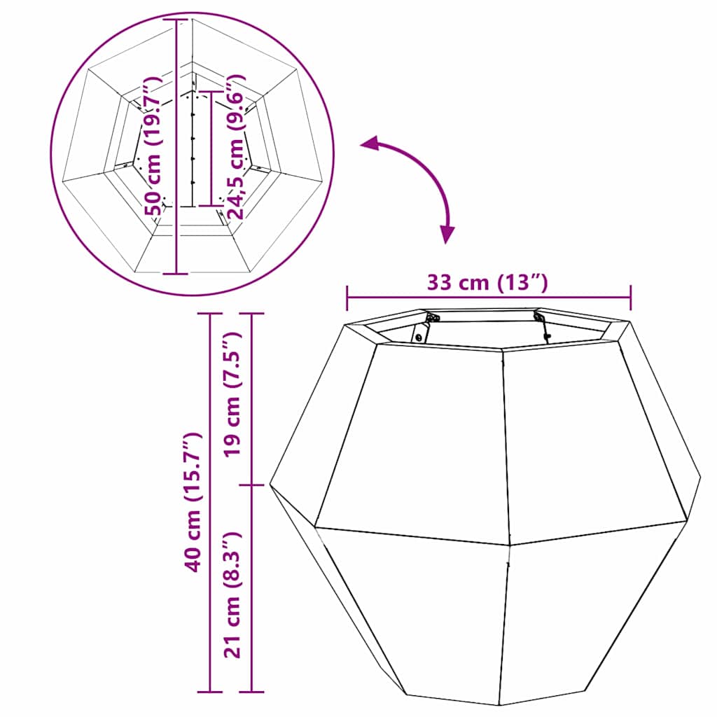 Plantekasse Sølv 50 x 50 x 40 cm Rustfrit stål