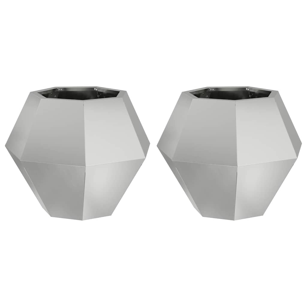Plantekasse 2 pcs Sølv 50 x 50 x 40 cm Galvaniseret stål