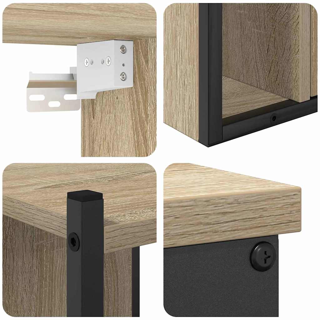 Badeværelsesmøbel sæt med hylde 4 pcs Sonoma eg Konstrueret træ