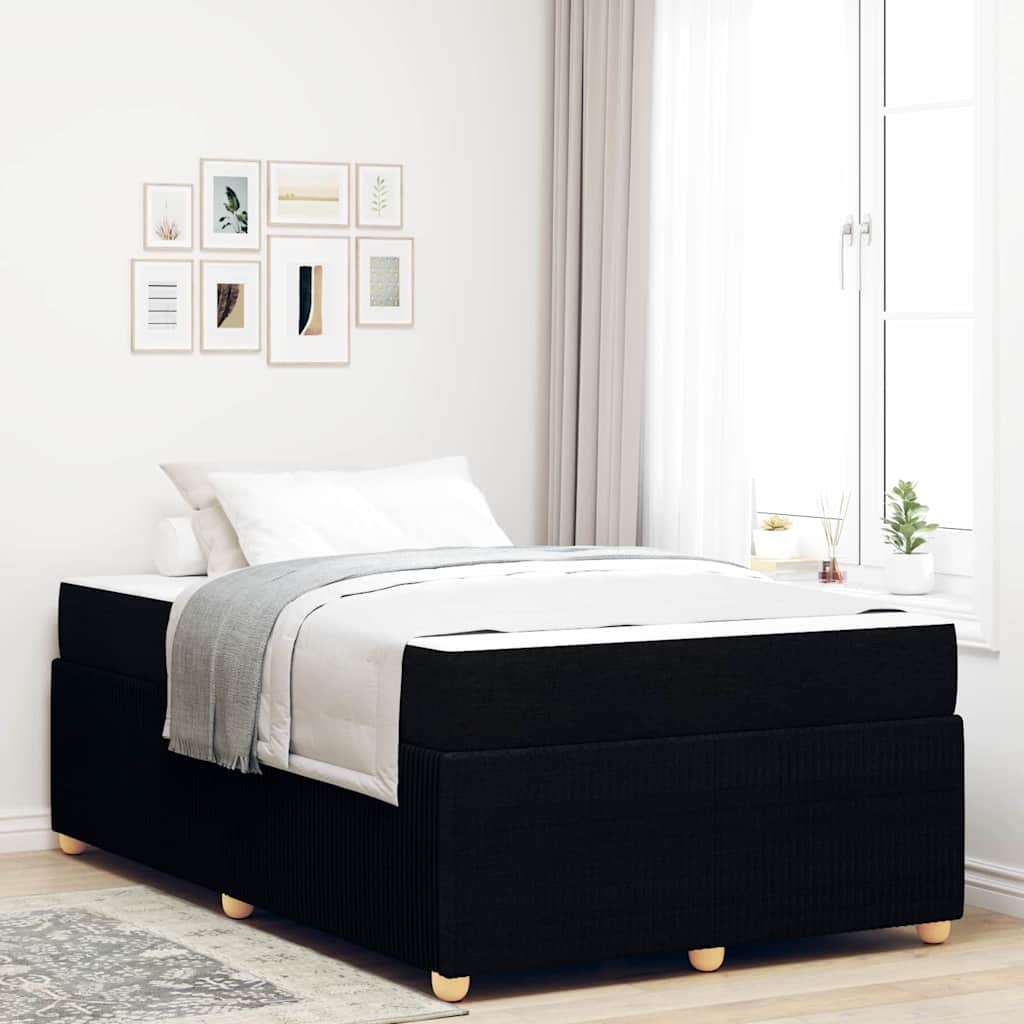 Sengestel med madras Sort 120 x 200 cm Stof