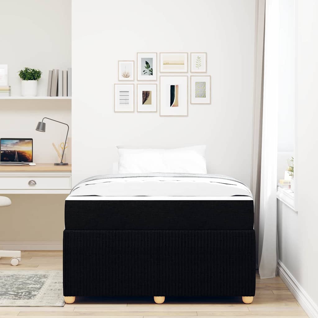 Sengestel med madras Sort 120 x 200 cm Stof