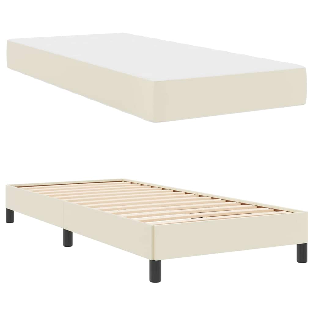 Sengestel med madras Creme 80 x 200 cm Stof