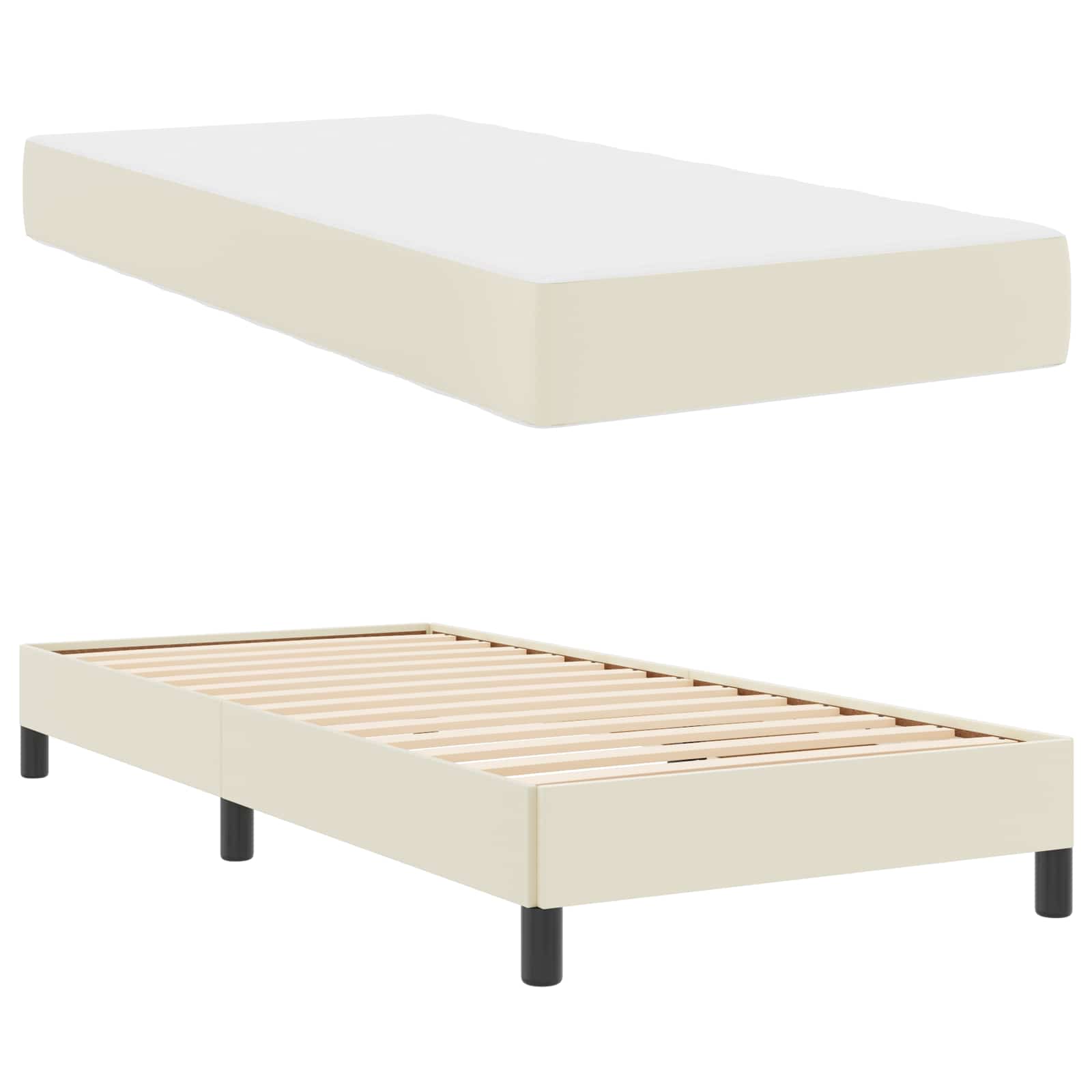 Sengestel med madras Creme 80 x 200 cm Stof