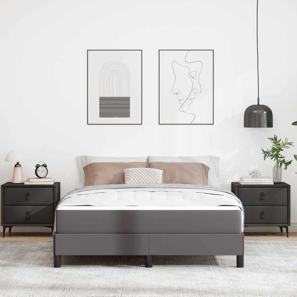 Sengestel med madras Grå 160 x 200 cm Stof