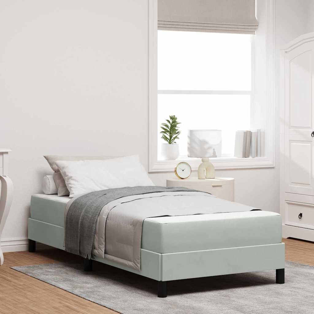 Box spring seng med madras Lysegr 90 x 220 cm Stof