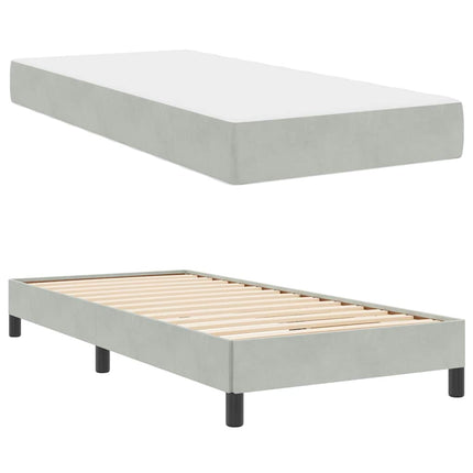 Box spring seng med madras Lysegrå 90 x 220 cm Stof
