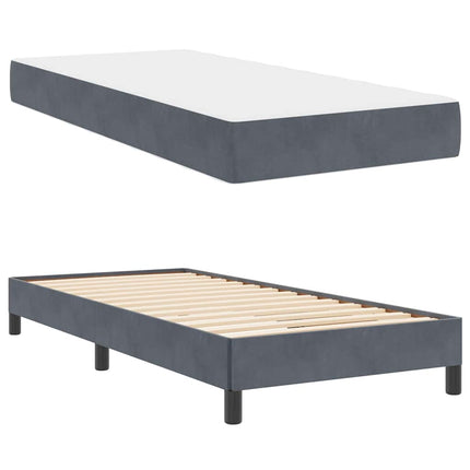 Box spring seng med madras Mørkegrå 90 x 220 cm Stof