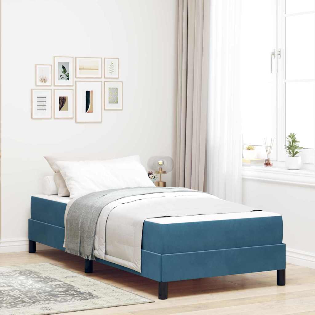 Box spring seng med madras Mrk bl 100 x 220 cm Stof