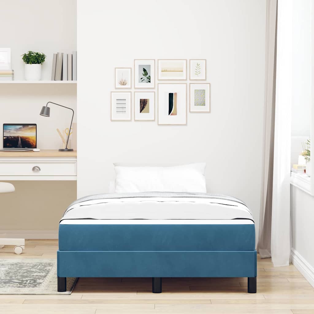 Box spring seng med madras Mørk blå 120 x 220 cm Stof