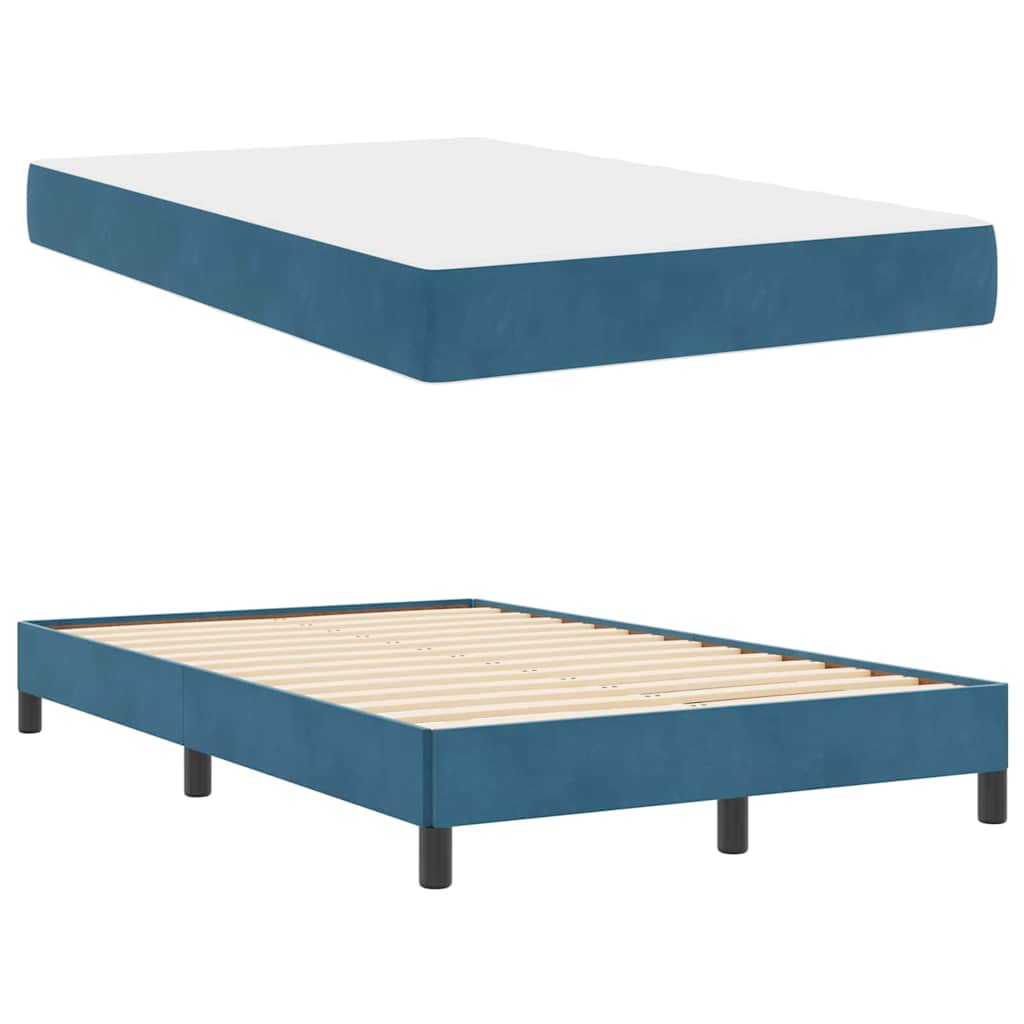Box spring seng med madras Mørk blå 120 x 220 cm Stof