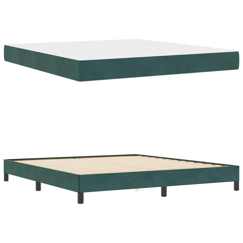 Box spring seng med madras Mørkegrøn 180 x 220 cm Stof