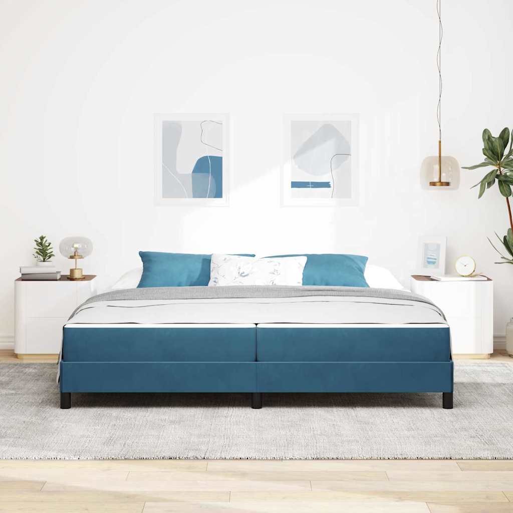 Box spring seng med madras Mørk blå 200 x 220 cm Stof