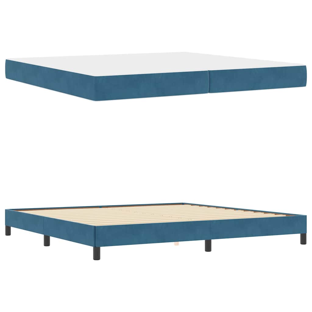 Box spring seng med madras Mørk blå 200 x 220 cm Stof