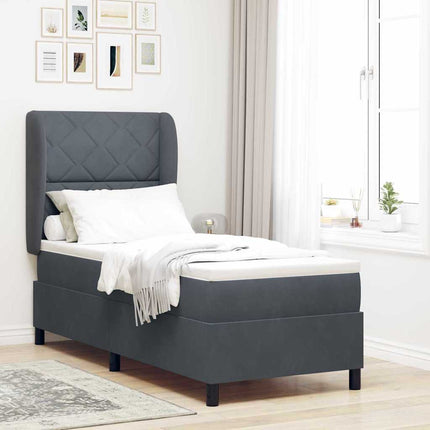 Box spring seng med hovedgærde Mørkegrå 200 x 80 cm Fløjl