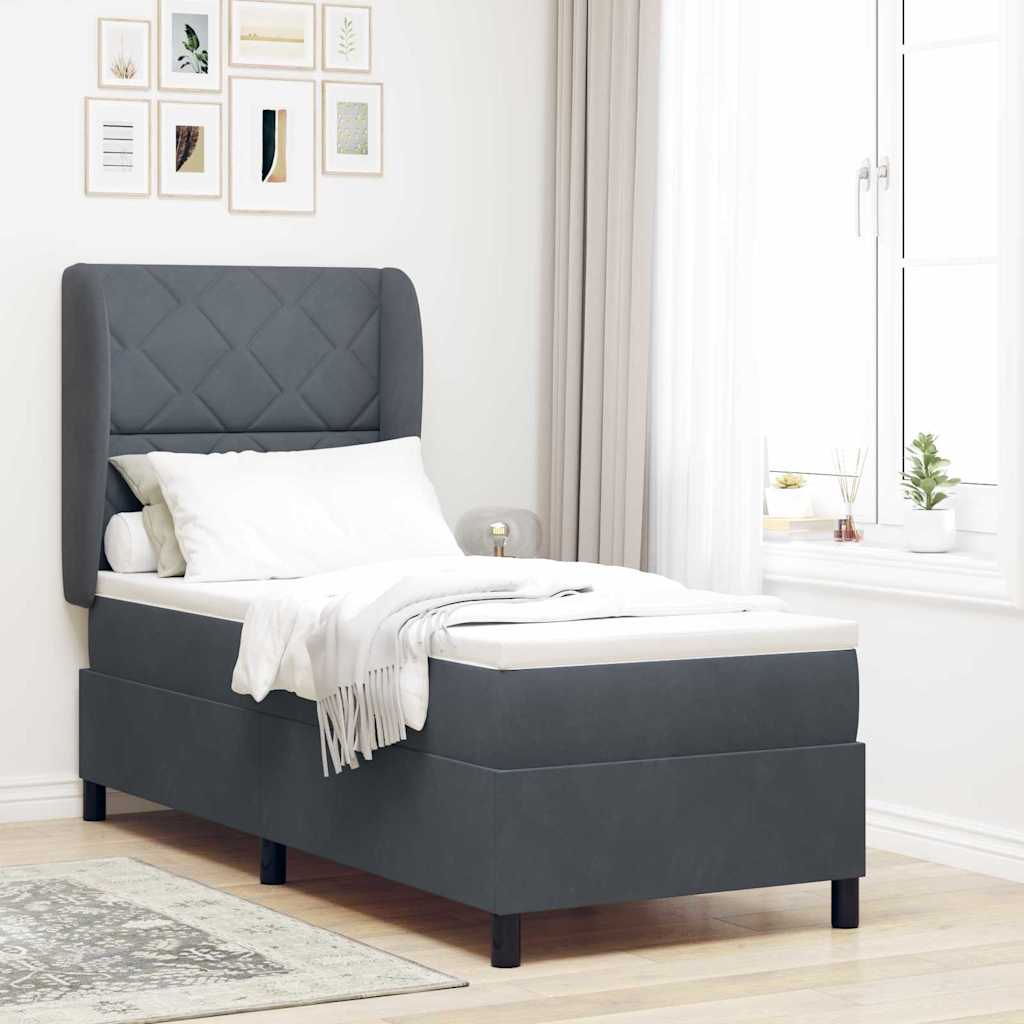 Box spring seng med hovedgrde Mrkegr 200 x 80 cm Fljl