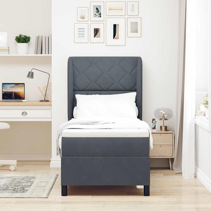 Box spring seng med hovedgærde Mørkegrå 200 x 80 cm Fløjl