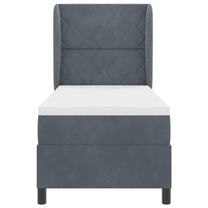 Box spring seng med hovedgærde Mørkegrå 200 x 80 cm Fløjl
