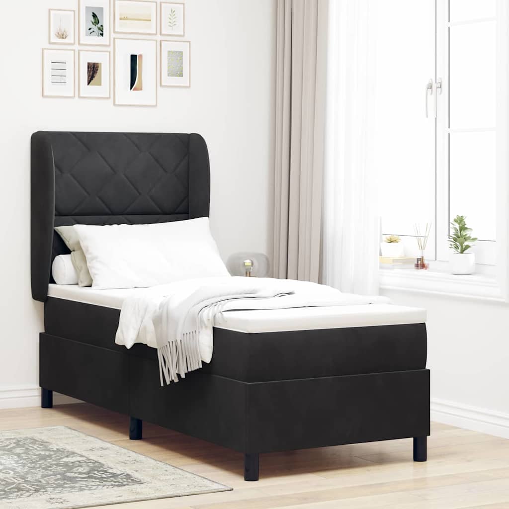 Box spring seng med hovedgrde Sort 200 x 80 cm Fljl