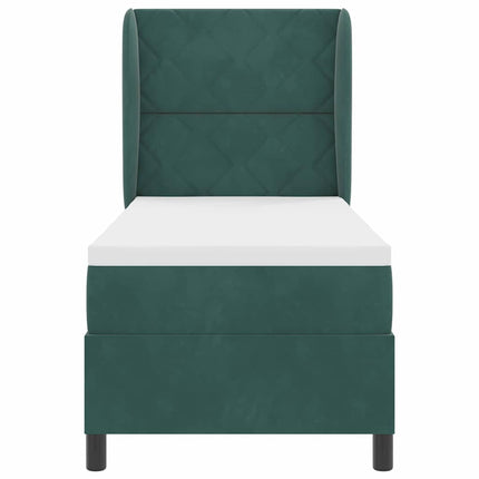 Box spring seng med hovedgærde Mørkegrøn 200 x 80 cm Fløjl