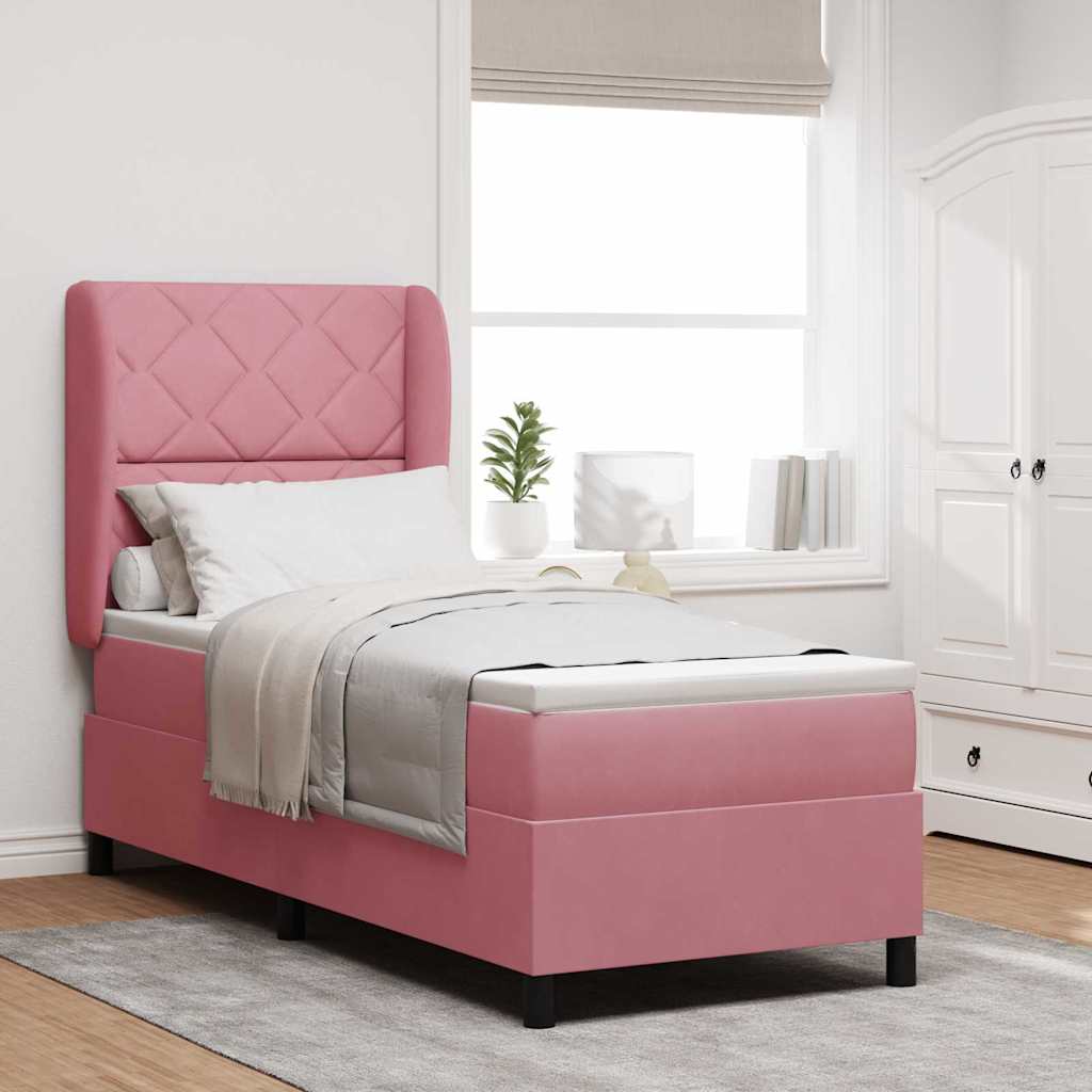 vidaXL Box spring seng med hovedgærde Lyserød 200 x 80 cm Fløjl