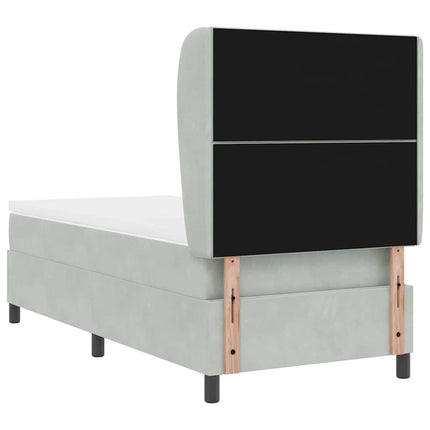 Box spring seng med hovedgærde Lysegrå 190 x 90 cm Fløjl