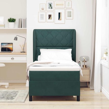 Box spring seng med hovedgærde Mørkegrøn 190 x 90 cm Fløjl