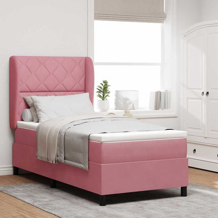 Box spring seng med hovedgærde Lyserød 190 x 90 cm Fløjl