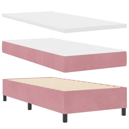 Box spring seng med hovedgærde Lyserød 190 x 90 cm Fløjl