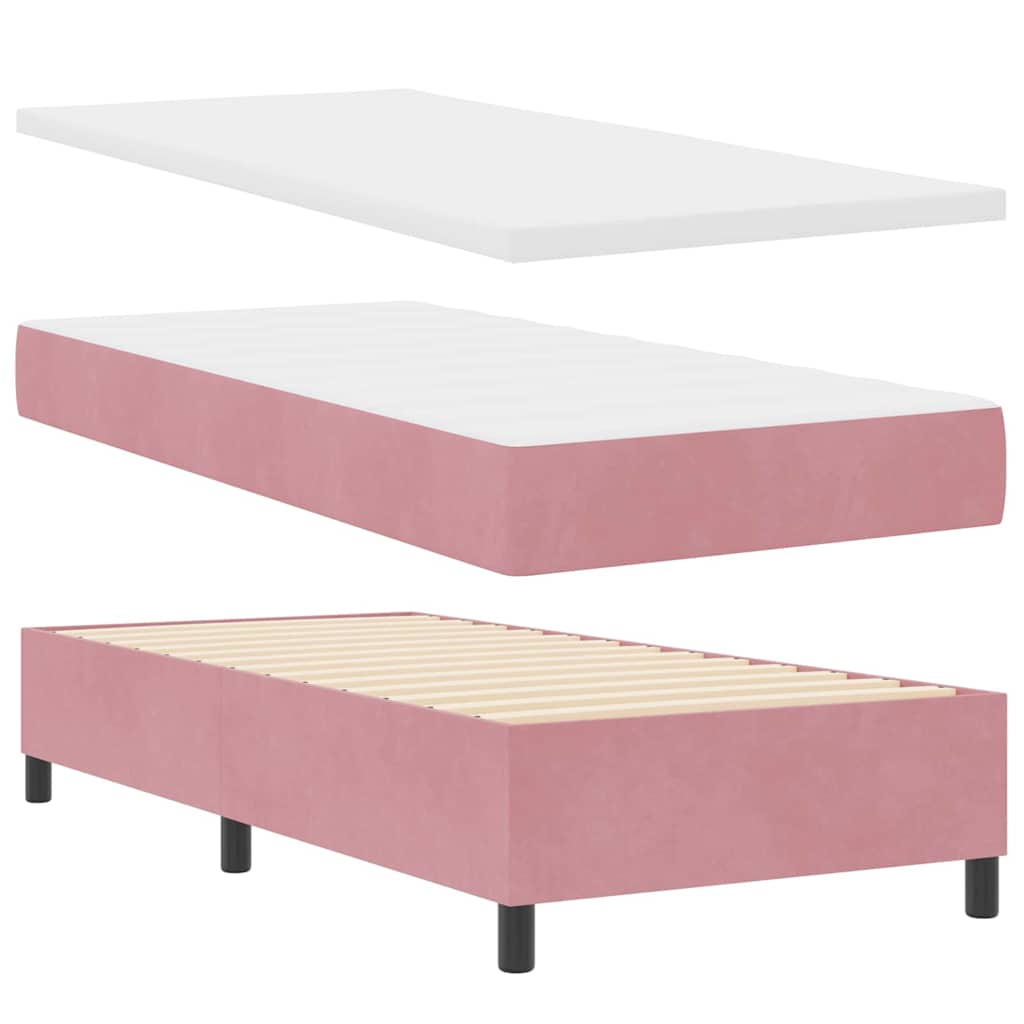 Box spring seng med madras Lyserød 190 x 90 cm Fløjl