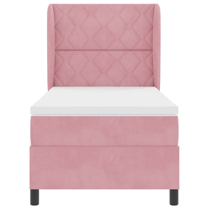 Box spring seng med hovedgærde Lyserød 190 x 90 cm Fløjl