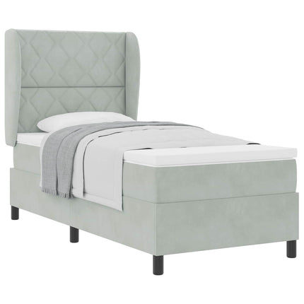 Box spring seng med hovedgærde Lysegrå 200 x 90 cm Fløjl