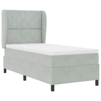 Box spring seng med hovedgærde Lysegrå 200 x 90 cm Fløjl