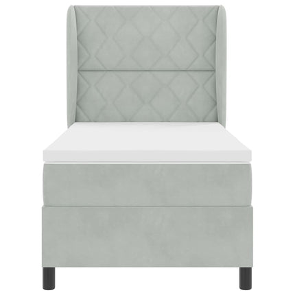 Box spring seng med hovedgærde Lysegrå 200 x 90 cm Fløjl