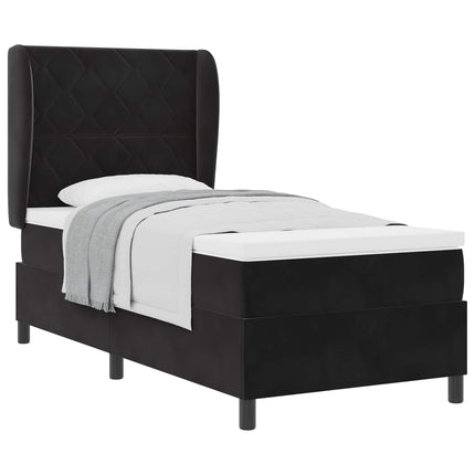 Box spring seng med hovedgærde Sort 200 x 90 cm Fløjl