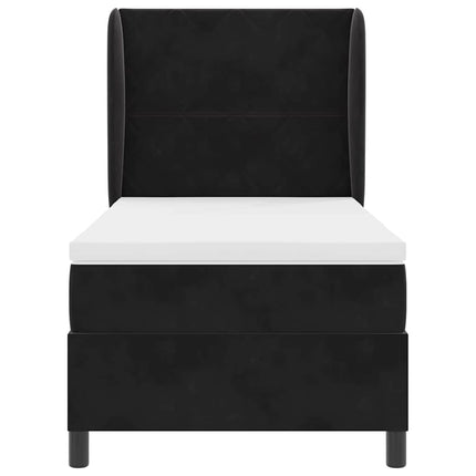 Box spring seng med hovedgærde Sort 200 x 90 cm Fløjl