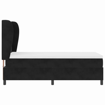 Box spring seng med hovedgærde Sort 200 x 90 cm Fløjl