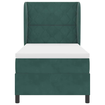 Box spring seng med hovedgærde Mørkegrøn 200 x 90 cm Fløjl