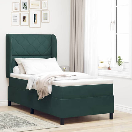 Box spring seng med hovedgærde Mørkegrøn 200 x 100 cm Fløjl