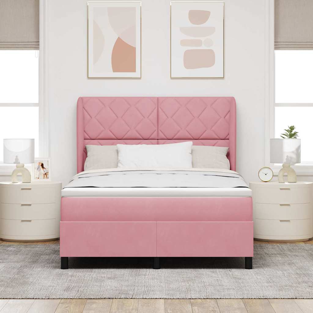 Box spring seng med hovedgrde Lyserd 190 x 140 cm Fljl