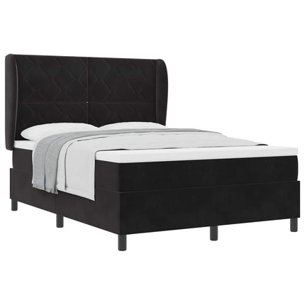 Box spring seng med hovedgærde Sort 200 x 140 cm Fløjl