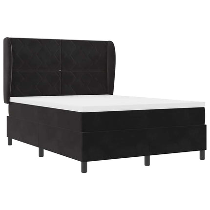 Box spring seng med hovedgærde Sort 200 x 140 cm Fløjl