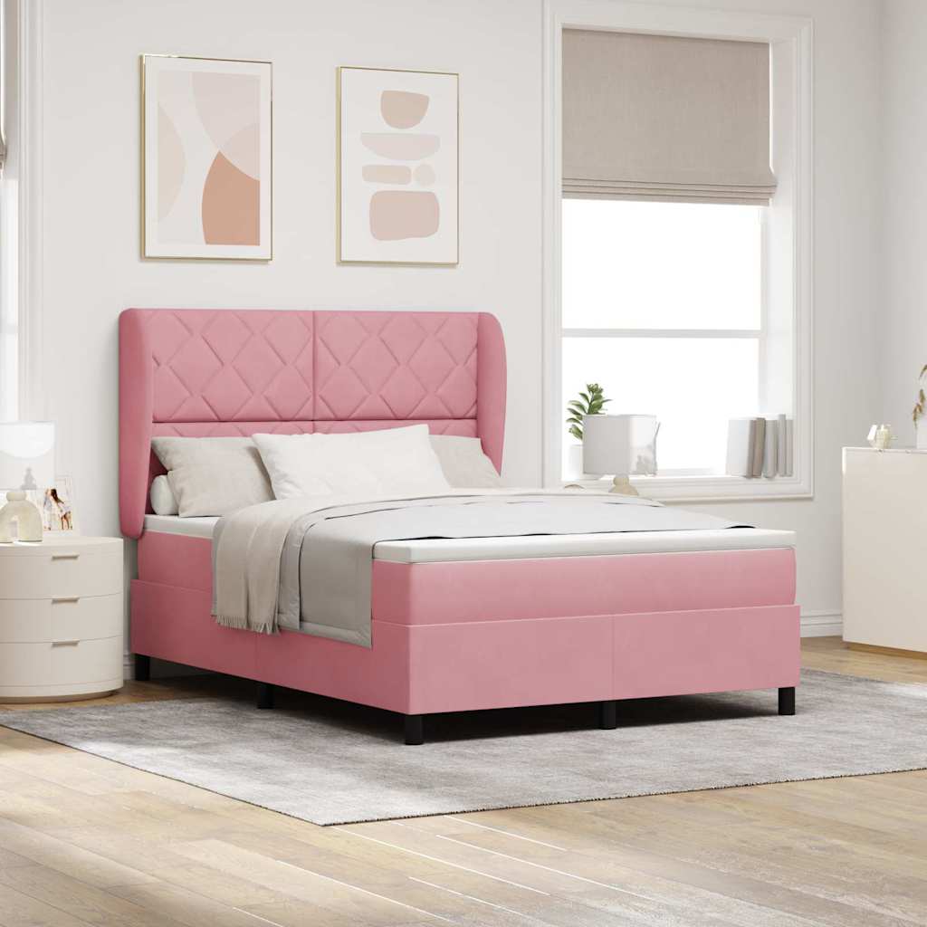 Box spring seng med hovedgrde Lyserd 200 x 140 cm Fljl